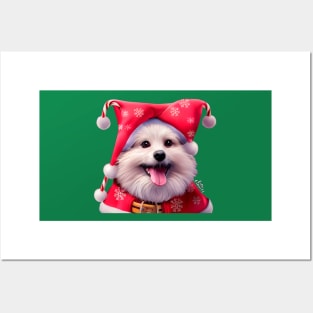 Christmas Pomeranian Puppy Posters and Art